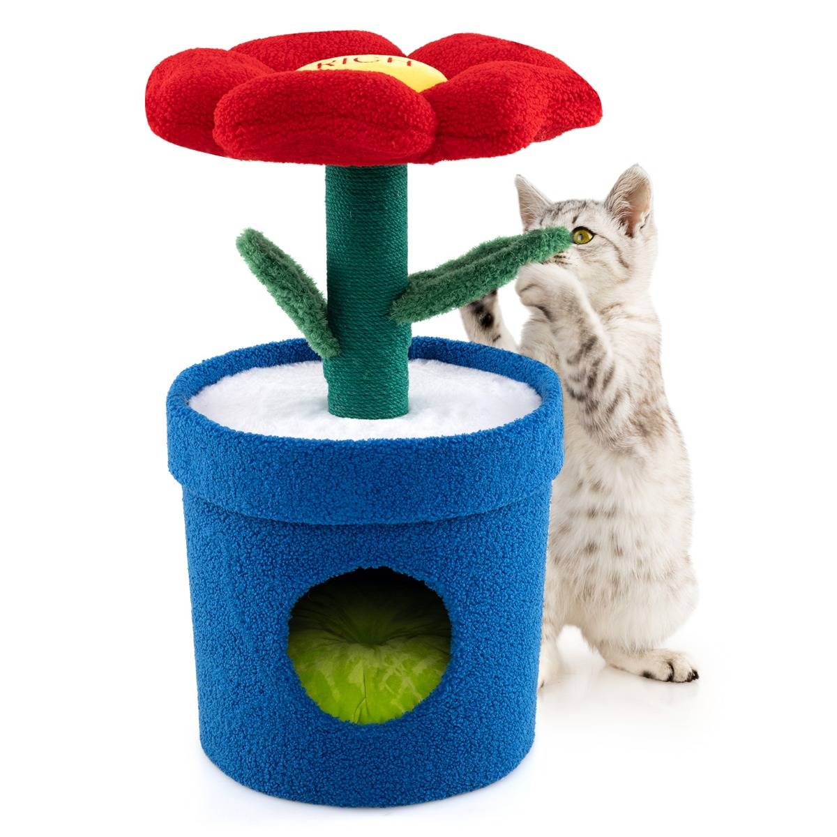 Arbre à Chat Mignon pour Chats d'Intérieur Tour pour Chatons avec Perchoir Rembourré en Fleur - Image 1