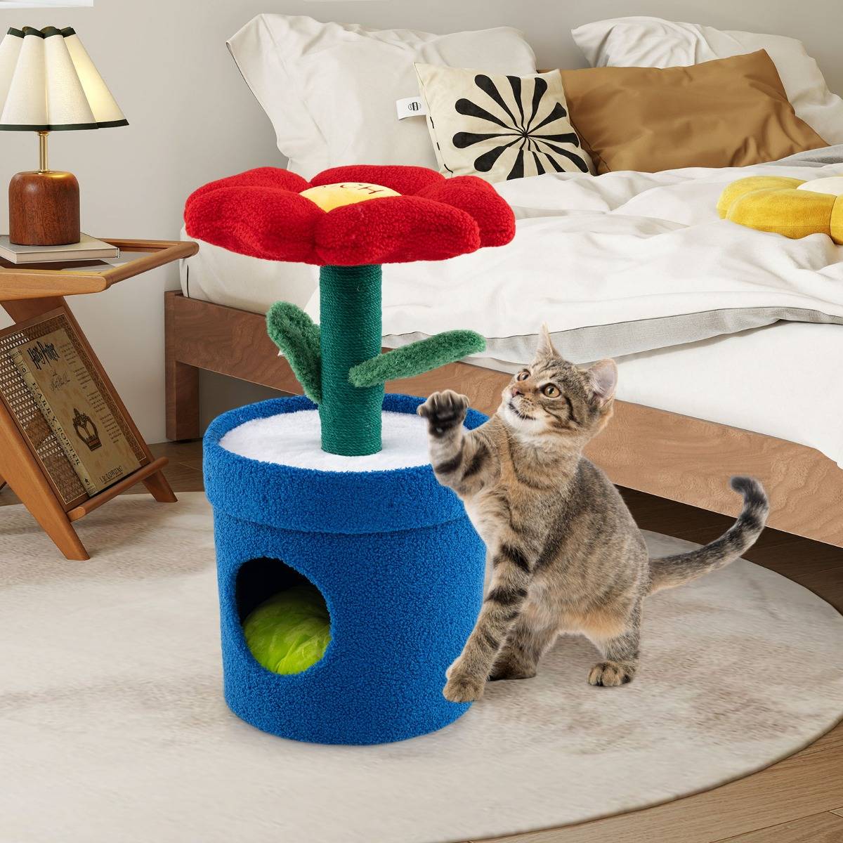 Arbre à Chat Mignon pour Chats d'Intérieur Tour pour Chatons avec Perchoir Rembourré en Fleur - Image 3