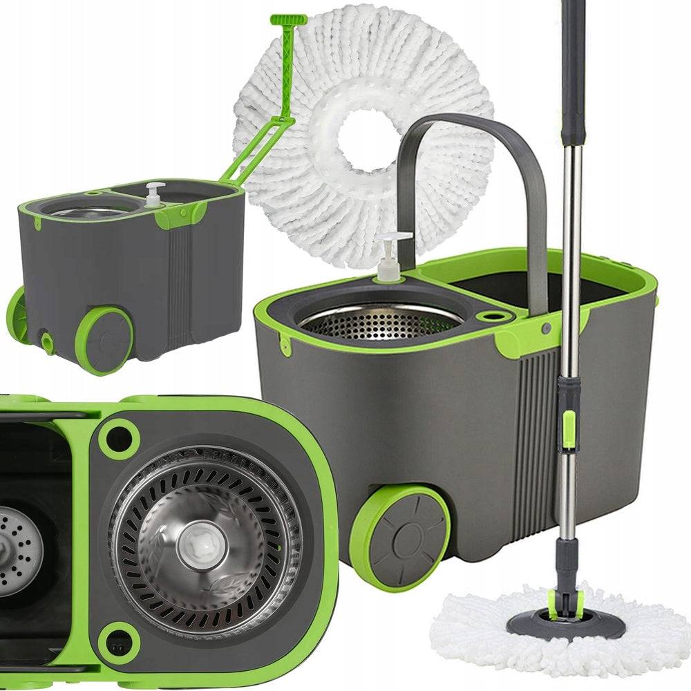 Importdistrib - Ensemble Balai serpillère vadrouille rotatif 360 turbo avec seau et 2 tampons en microfibre IMPORTDISTRIB - Imagen 1