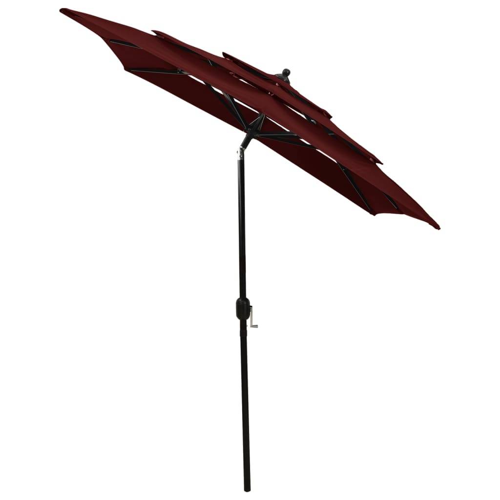 Helloshop26 - Parasol à 3 niveau x avec mât en aluminium 2 x 2 m bordeaux - Imagen 3