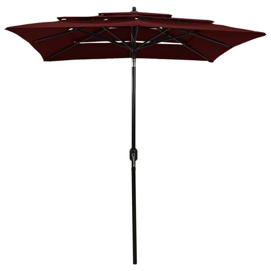 Helloshop26 - Parasol à 3 niveau x avec mât en aluminium 2 x 2 m bordeaux - Imagen 2
