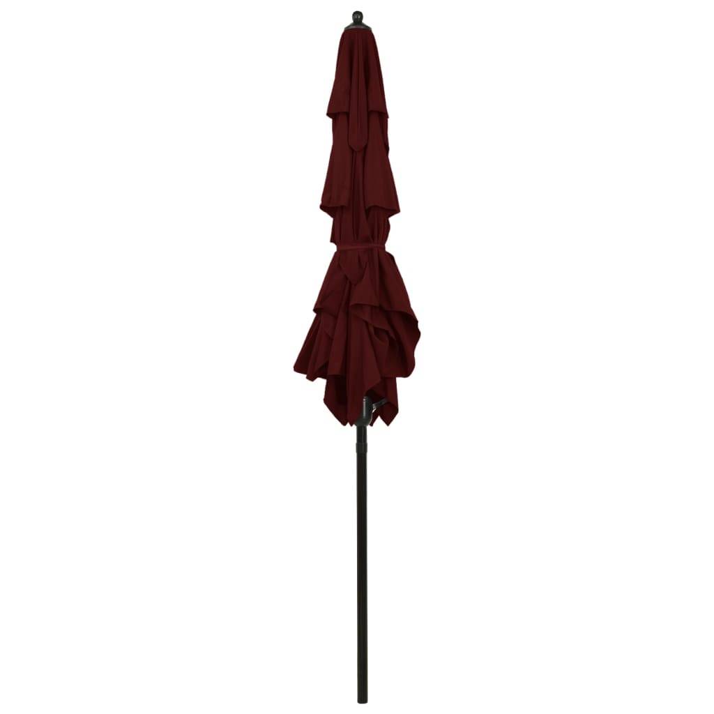Helloshop26 - Parasol à 3 niveau x avec mât en aluminium 2 x 2 m bordeaux - Imagen 4