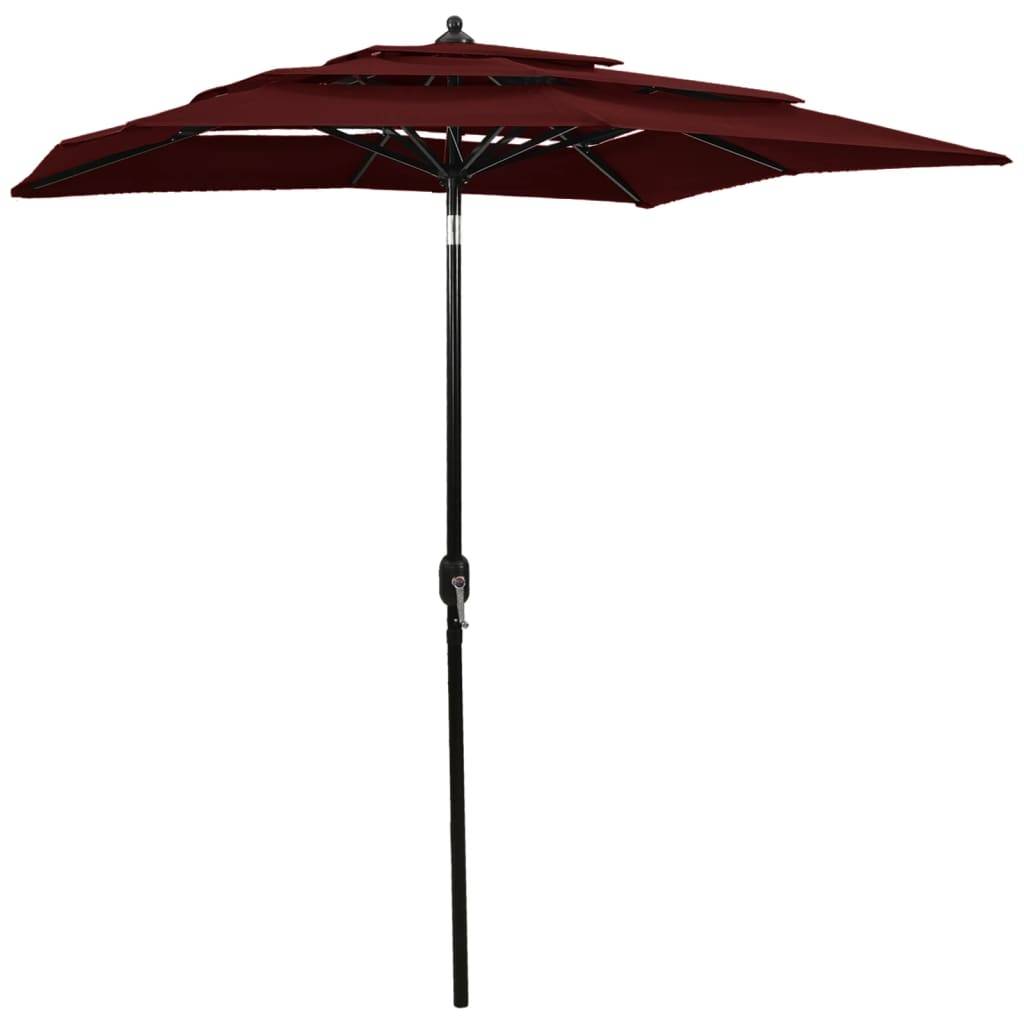 Helloshop26 - Parasol à 3 niveau x avec mât en aluminium 2 x 2 m bordeaux - Imagen 1