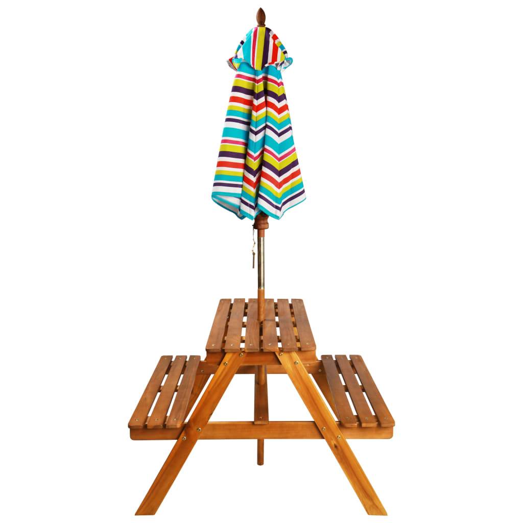 ComfortXL - Salon de Jardin pour Enfants en Bois d'Acacia Massif, Table Pique-Nique avec Bancs Intégrés et Parasol Amovible – ComfortXL Outdoor Living - Image 3