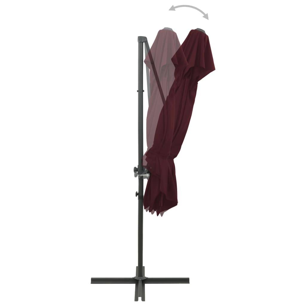 Helloshop26 - Parasol déporté à double toit 250 x 250 cm rouge bordeaux - Imagen 5