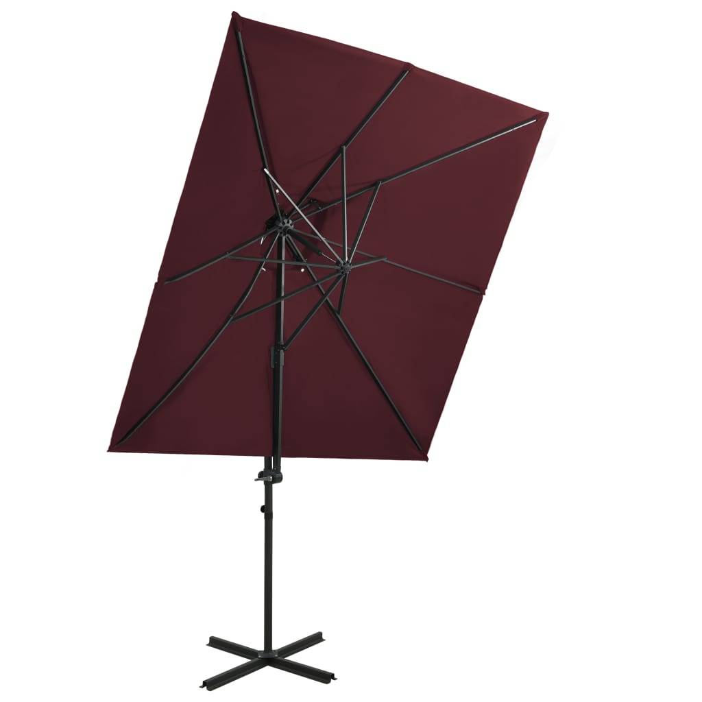 Helloshop26 - Parasol déporté à double toit 250 x 250 cm rouge bordeaux - Imagen 1