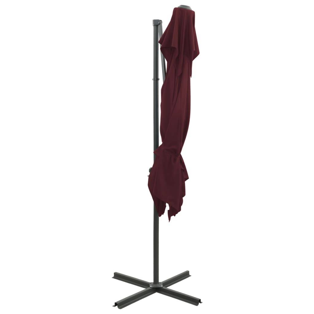 Helloshop26 - Parasol déporté à double toit 250 x 250 cm rouge bordeaux - Imagen 4