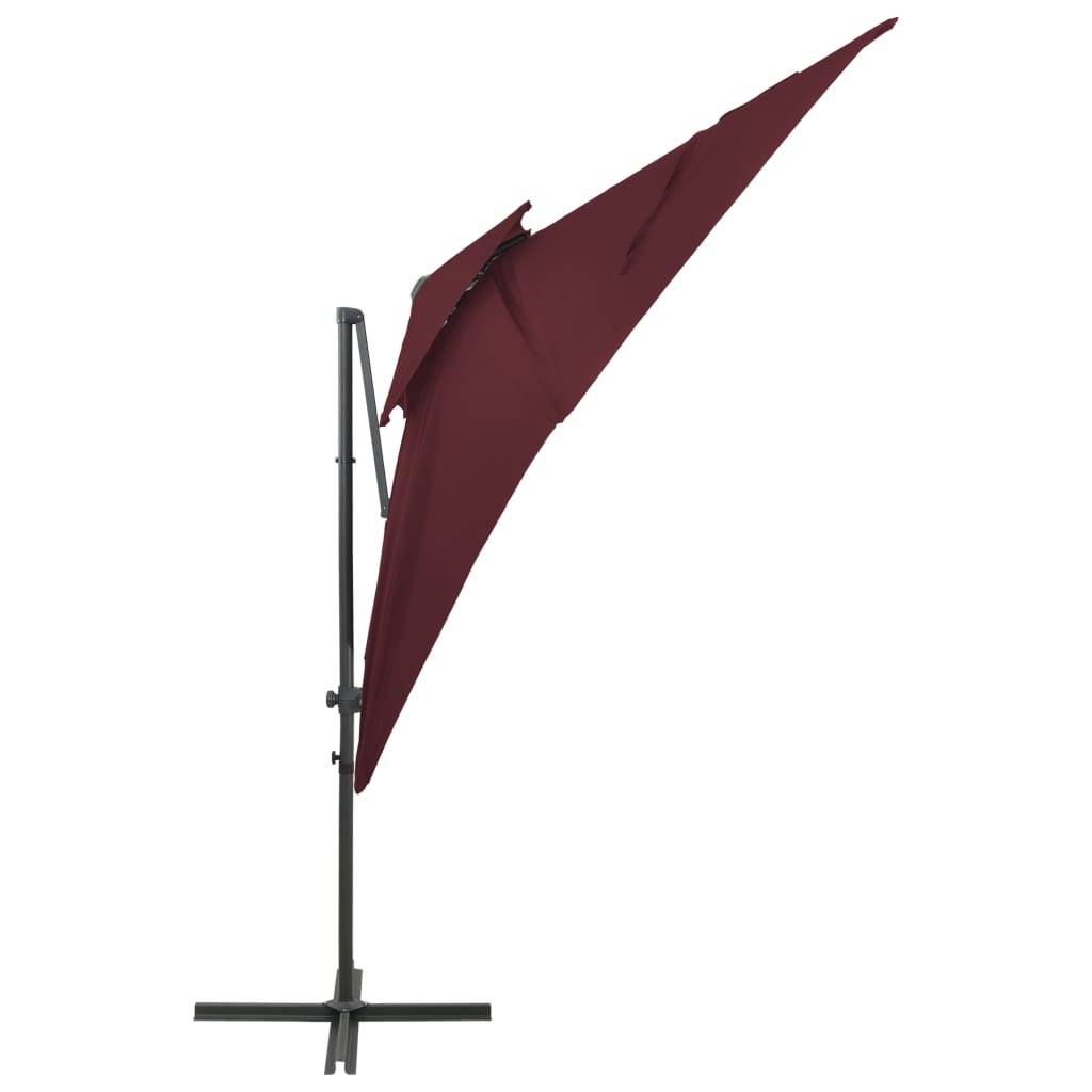 Helloshop26 - Parasol déporté à double toit 250 x 250 cm rouge bordeaux - Imagen 3
