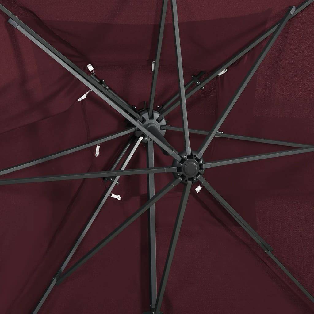 Helloshop26 - Parasol déporté à double toit 250 x 250 cm rouge bordeaux - Imagen 6