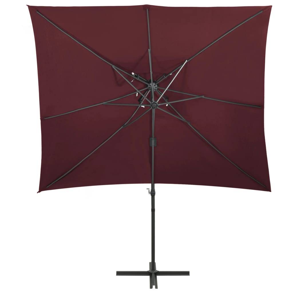 Helloshop26 - Parasol déporté à double toit 250 x 250 cm rouge bordeaux - Imagen 2