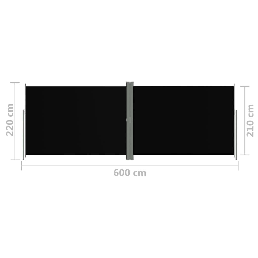 Helloshop26 - Auvent latéral rétractable 220 x 600 cm noir - Imagen 6