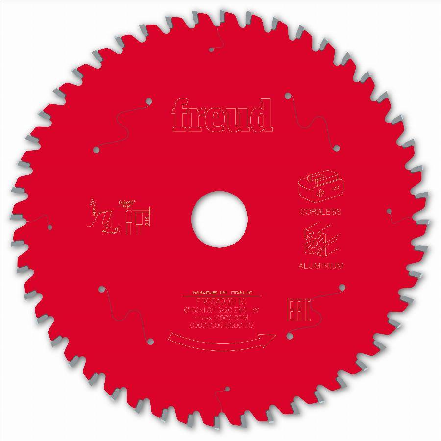 Lame pour scie circulaire portative sans fil FREUD - Ø150 1,8/1,3 AL20 Z48 TP 0° - F03FS10084 -FR05A002HC - Imagen 2