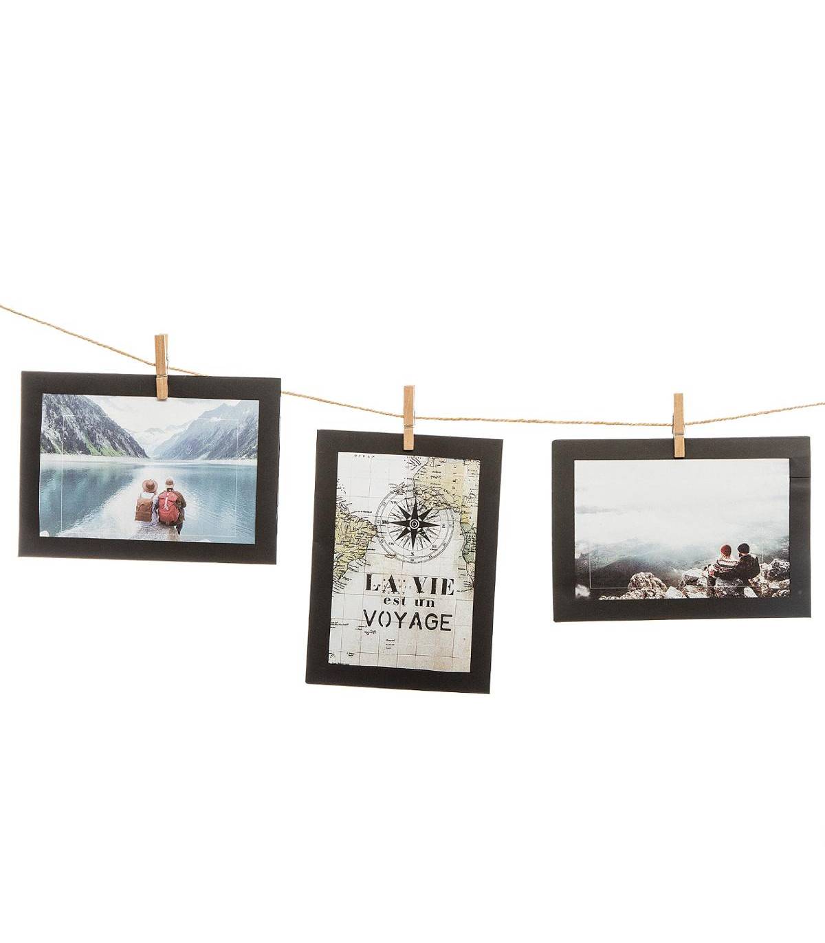 Pèle mêle 10 Cadre photos 10 x 15 cm à suspendre avec pinces et corde - Imagen 2