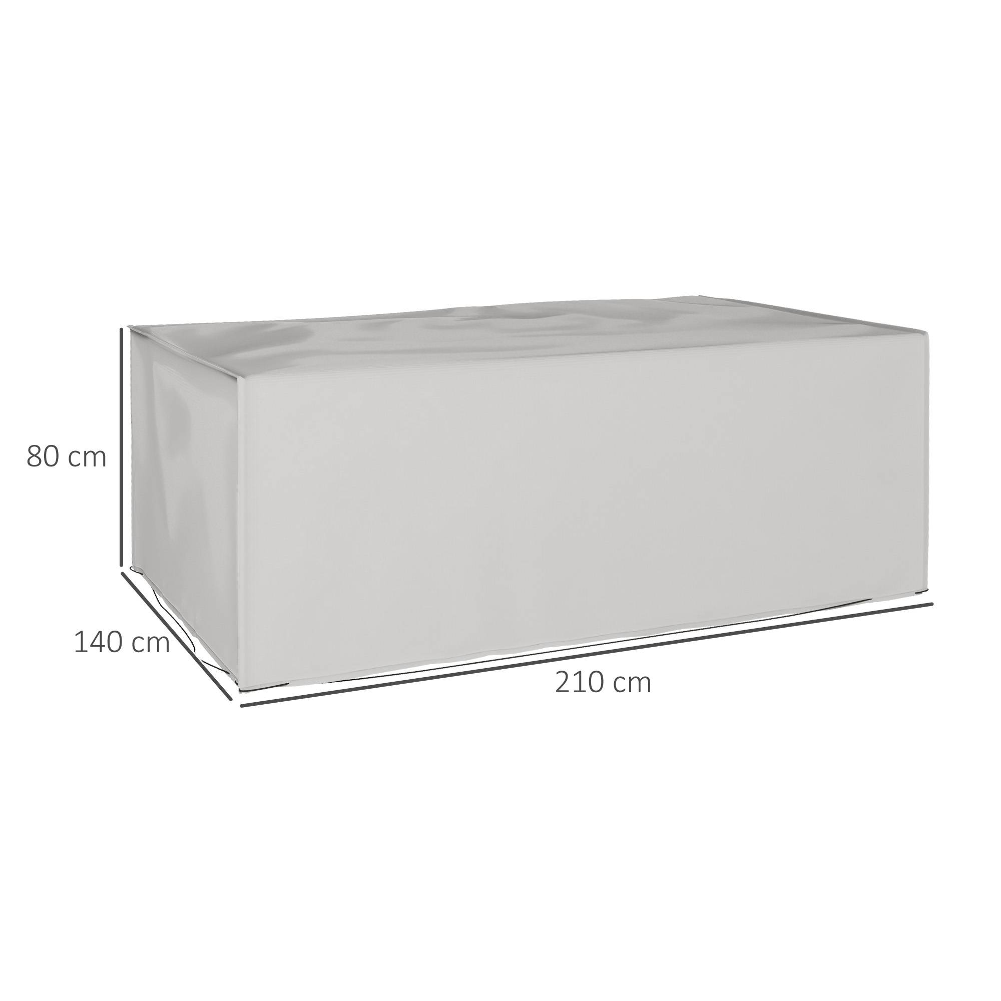 Housse de protection pour mobilier de jardin, résistante à l'hiver, imperméable et anti-UV, en tissu Oxford 600D, 210 x 140 x 80 cm, grise - Image 5