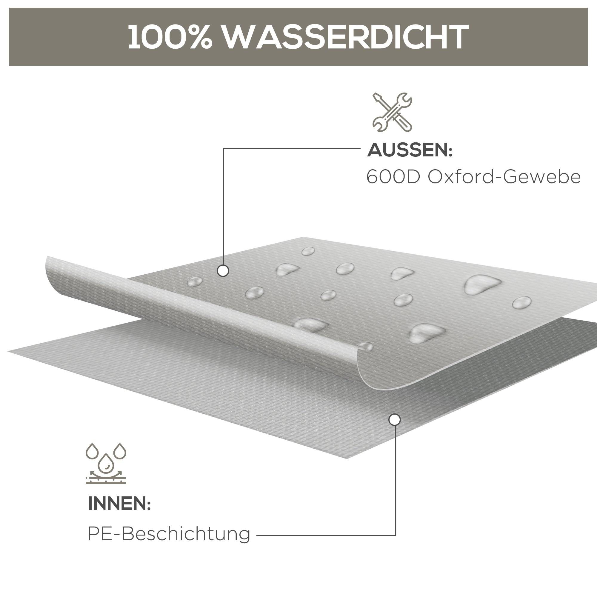 Housse de protection pour mobilier de jardin, résistante à l'hiver, imperméable et anti-UV, en tissu Oxford 600D, 210 x 140 x 80 cm, grise - Image 6