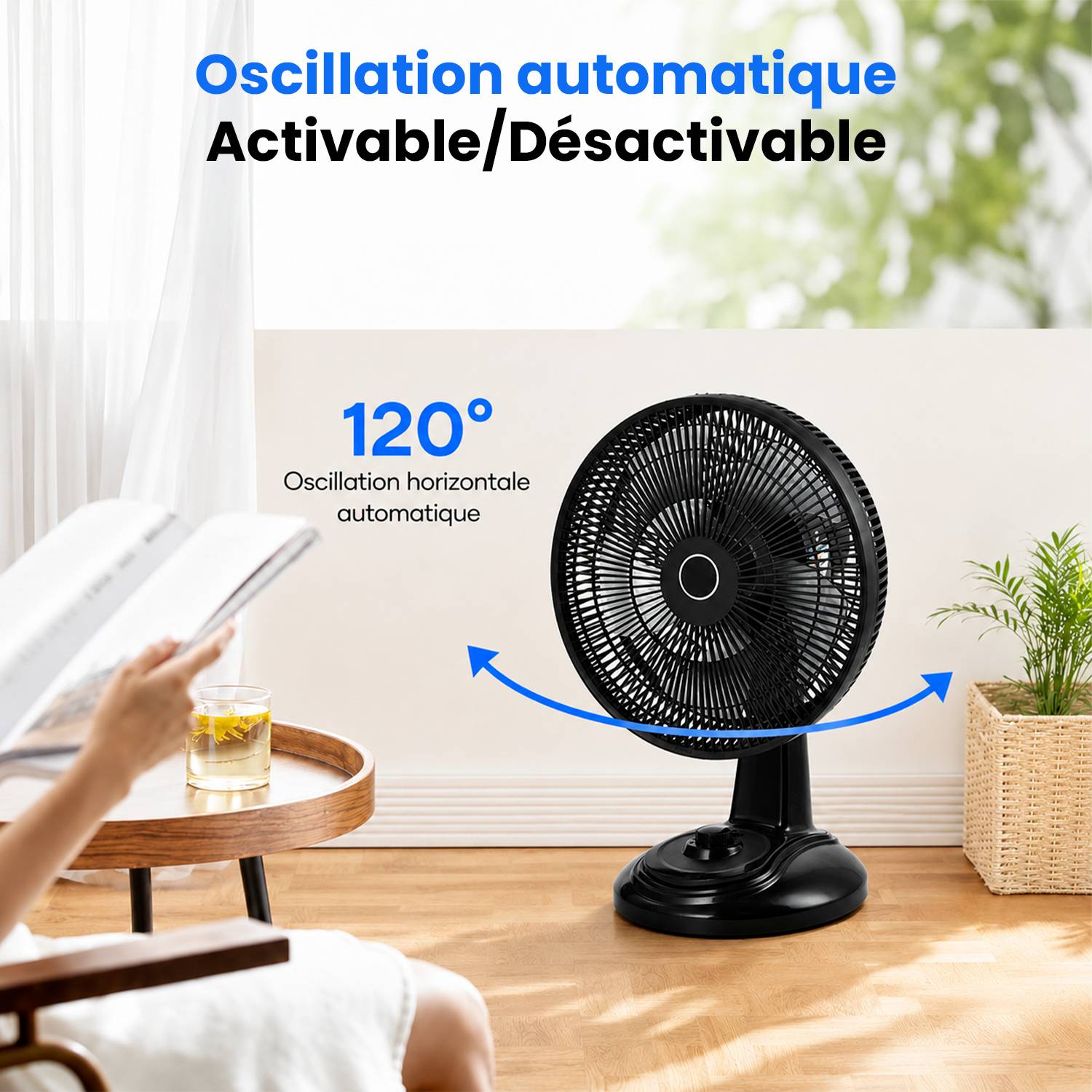 Ventilateur de Table Solaire Silencieux - 3 Vitesses - Recharge USB et Solaire - Autonomie 10h - Compact Portable - Groupe DDC - Image 4