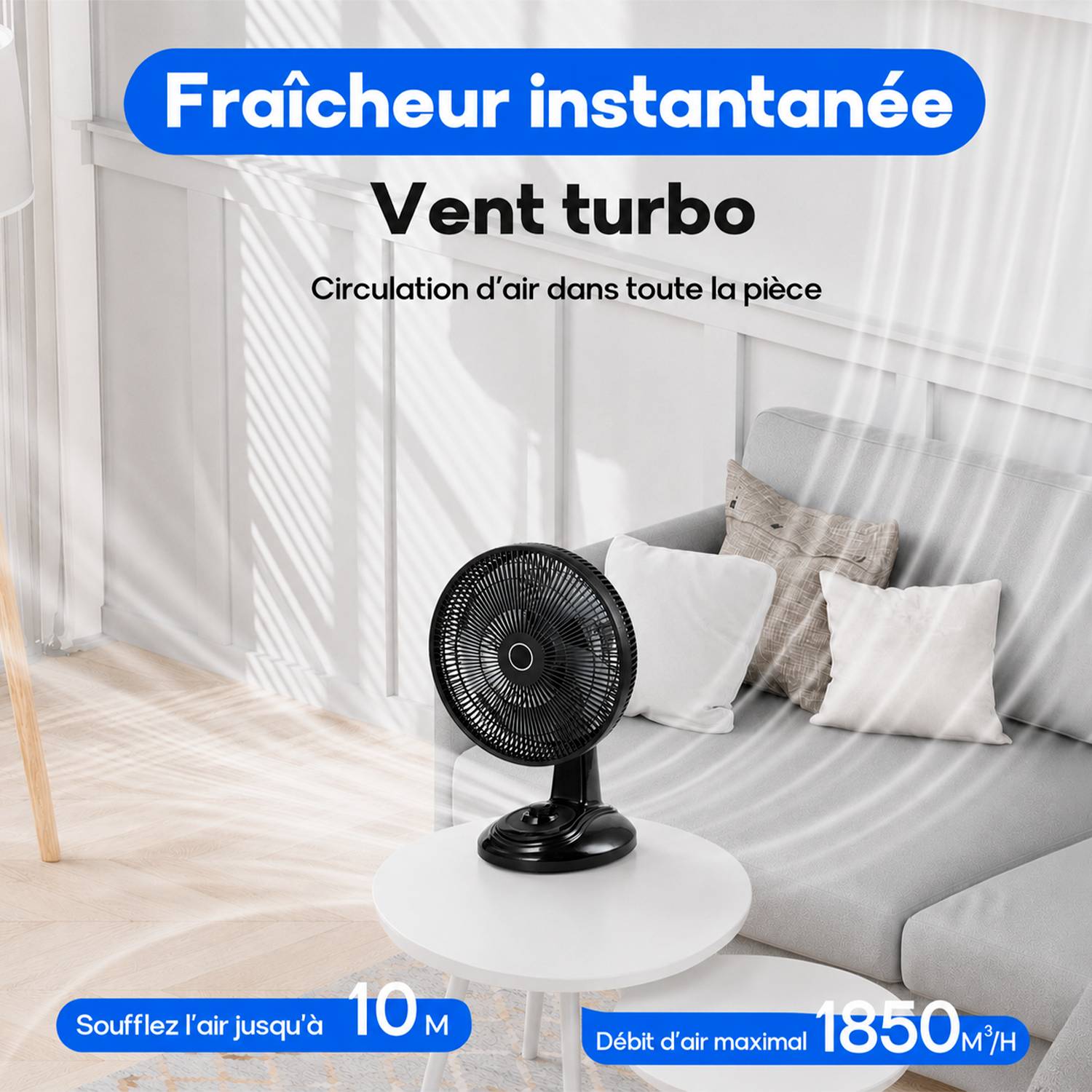 Ventilateur de Table Solaire Silencieux - 3 Vitesses - Recharge USB et Solaire - Autonomie 10h - Compact Portable - Groupe DDC - Image 2