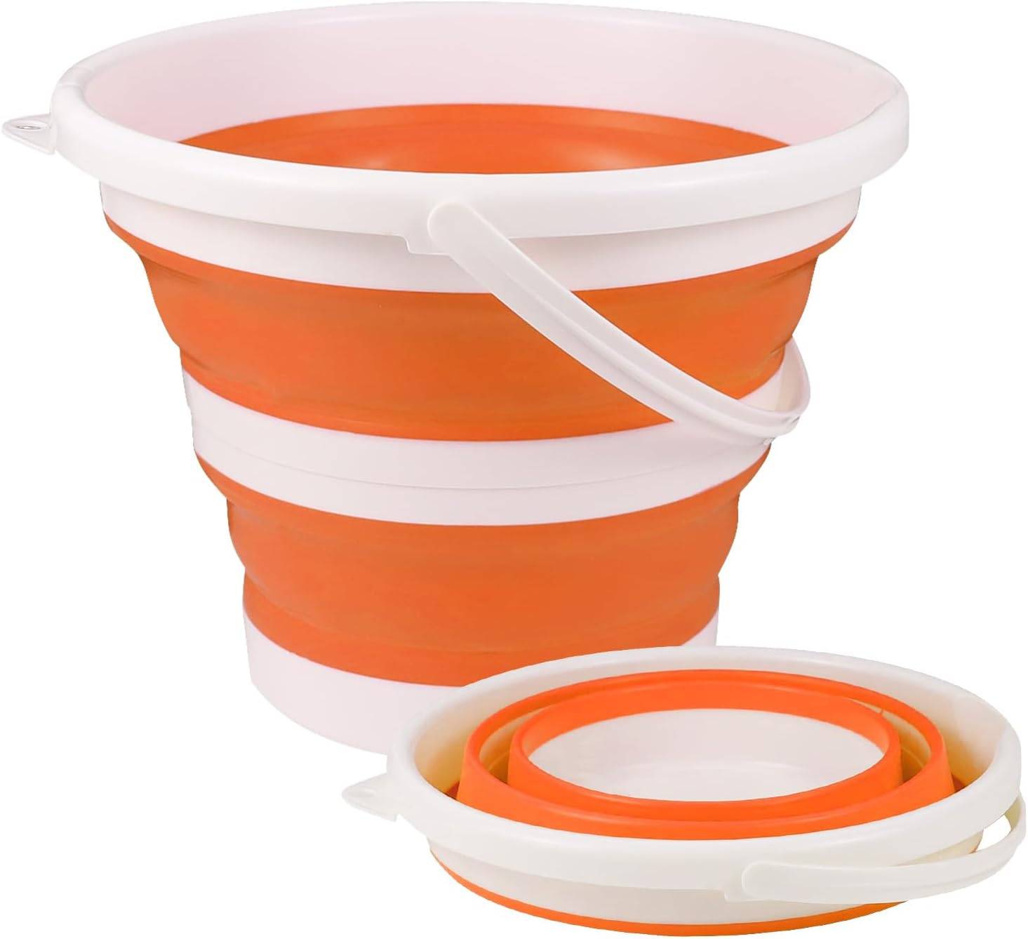 Seau pliable en silicone pour camping,seau en plastique， voyages, lavage de voiture et usage domestique (orange) (10 litres)-Lytech - Image 1