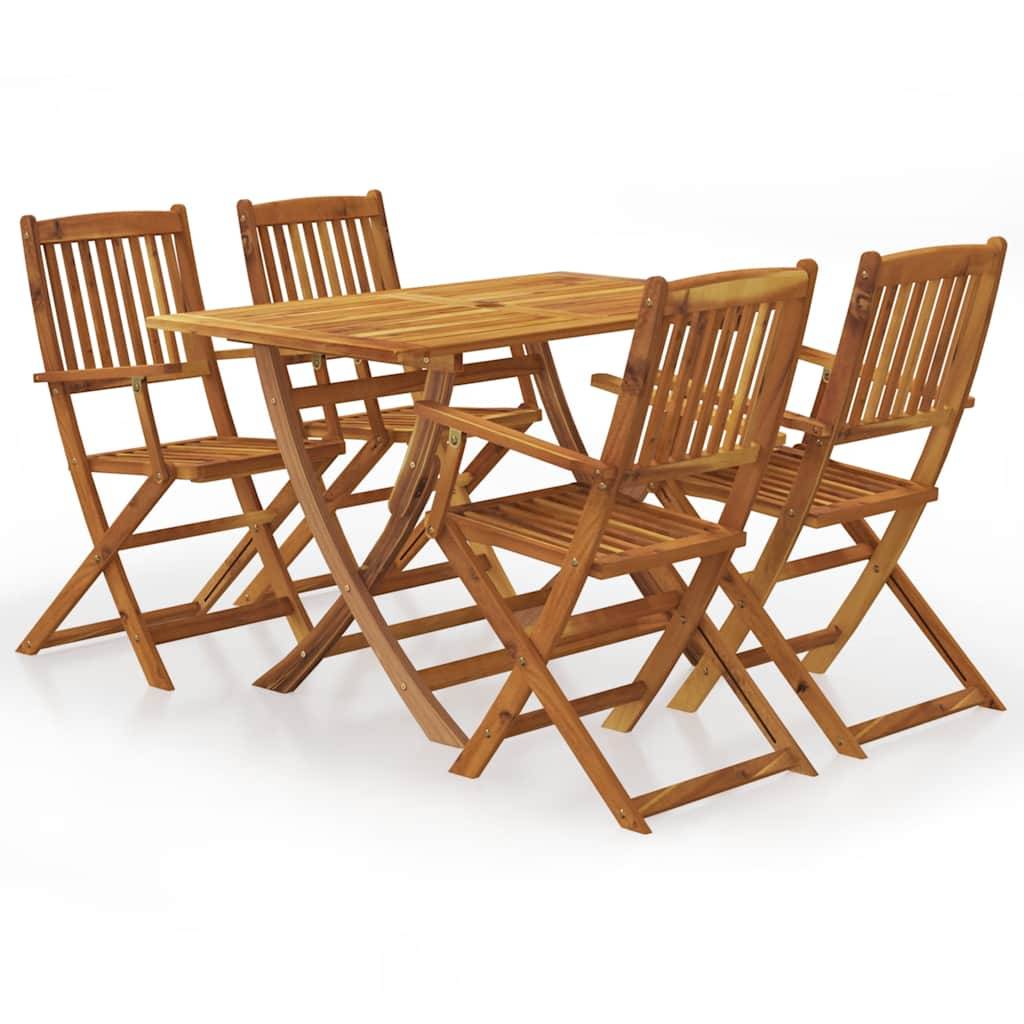Vidaxl - Ensemble à manger d'extérieur pliable 5pcs Bois d'acacia solide vidaXL 44056 - Imagen 1