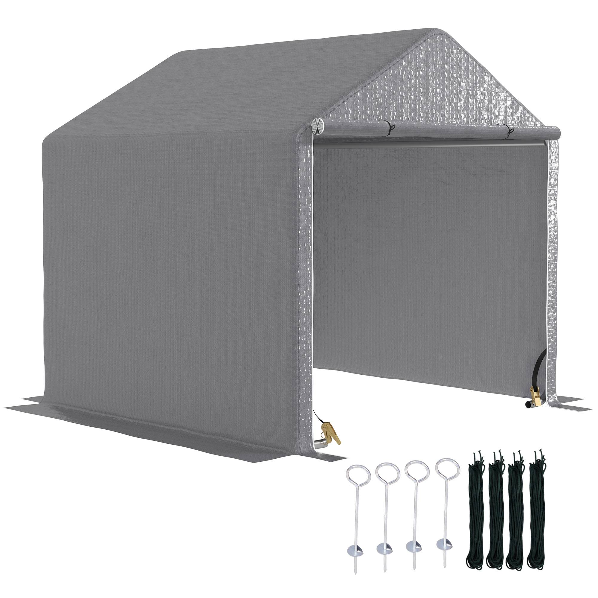 Outsunny - Abri vélo extérieur 2x2x2m imperméable résistant UV stockage vélo moto outils acier galvanisé gris - Outsunny - Image 5