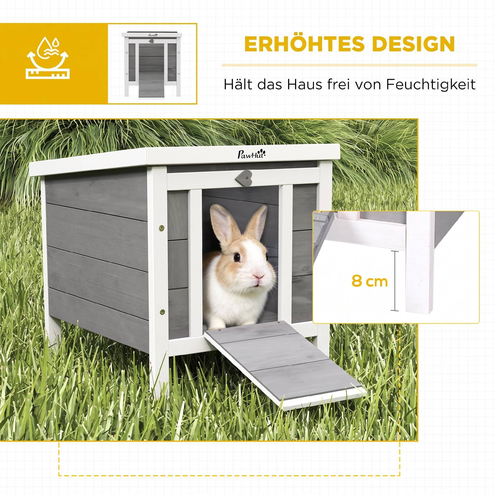 Enclos pour petits animaux en bois gris avec rampe - Image 7