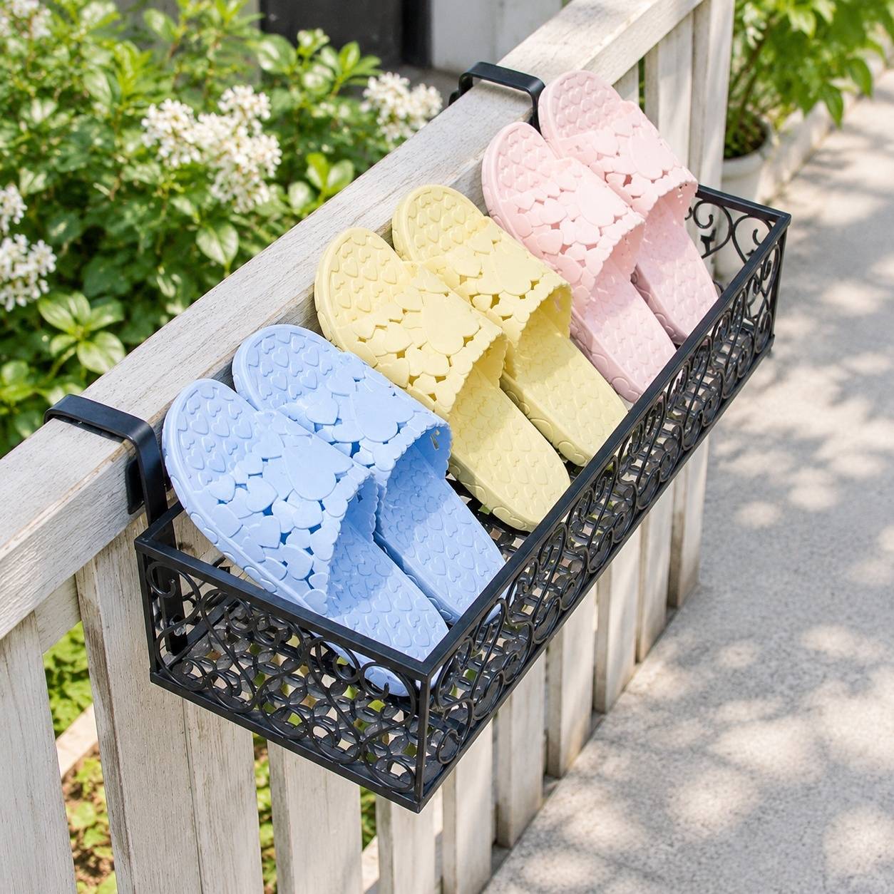 Support Solide Support Pot de Fleurs Suspendu Balcon Rampe Fer Crochet Amovible Décoration Jardin - Image 8