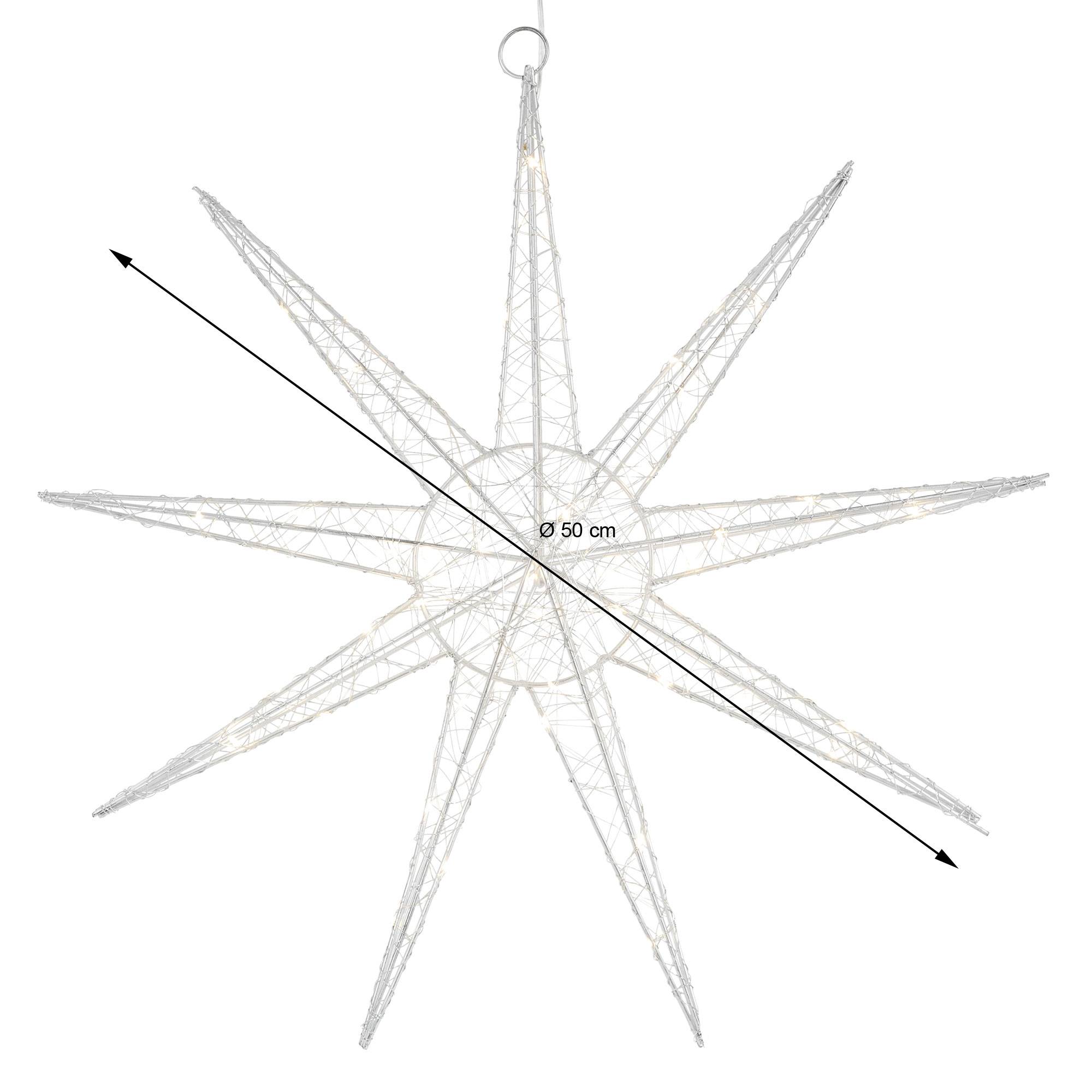 Ecd-Germany - Étoile de Noël LED déco d'hiver avec minuterie étoile lumineuse suspendue 50 cm - Imagen 7