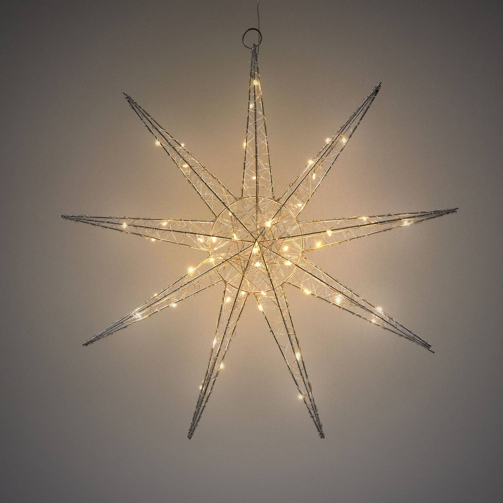 Ecd-Germany - Étoile de Noël LED déco d'hiver avec minuterie étoile lumineuse suspendue 50 cm - Imagen 6