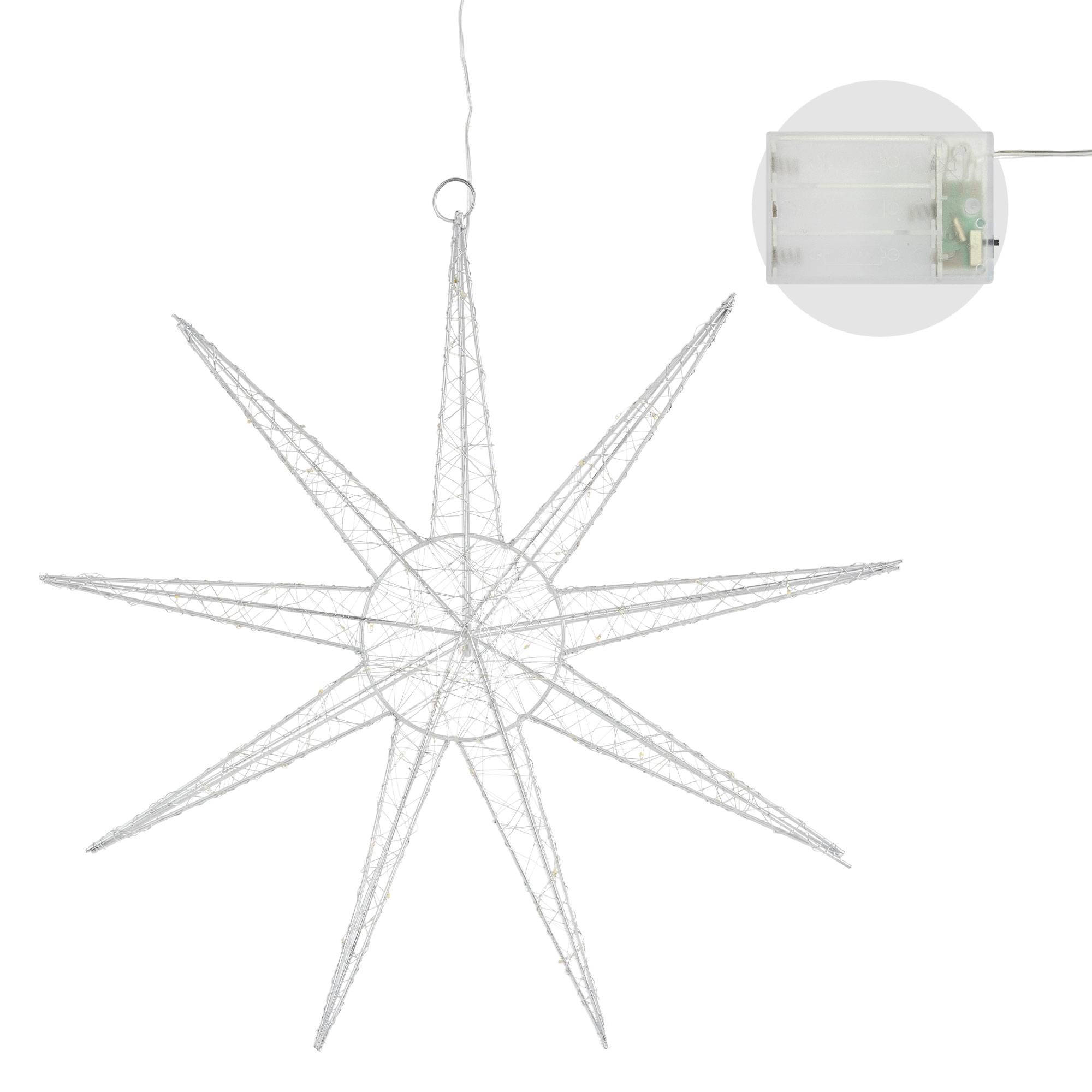 Ecd-Germany - Étoile de Noël LED déco d'hiver avec minuterie étoile lumineuse suspendue 50 cm - Imagen 5