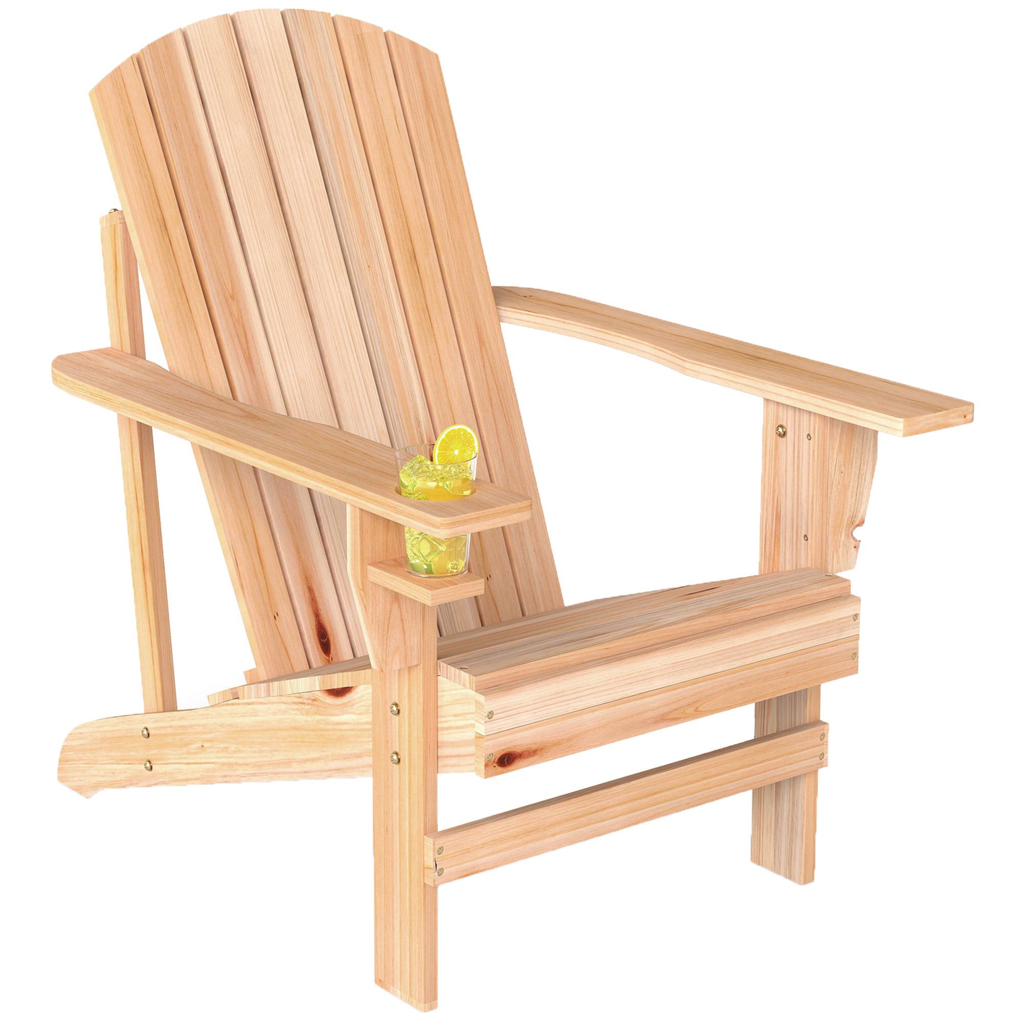 Fauteuil Adirondack bois sapin extérieur Dossier haut avec porte-gobelet 72x95x93cm - ComfortXL Outdoor Living