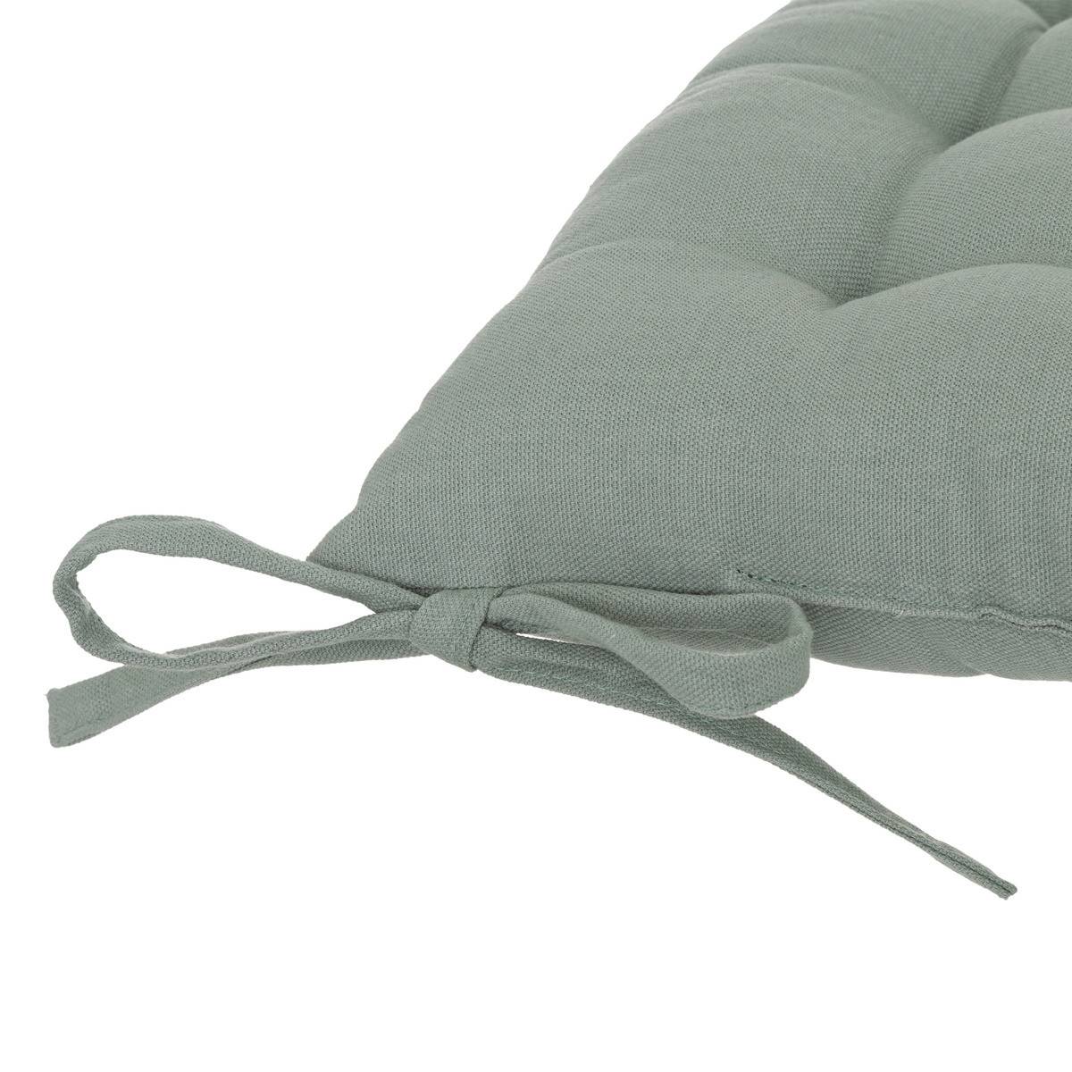 Lot de 2 Galettes de chaise en Coton Vert Céladon 38 x 38 cm - Imagen 2