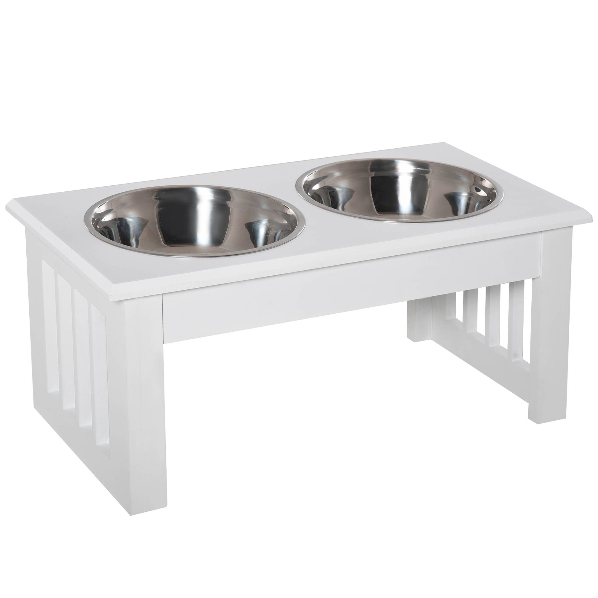 Support de gamelles MDF blanc 44 x 24 x 15 cm - PANGIVO - Image 1