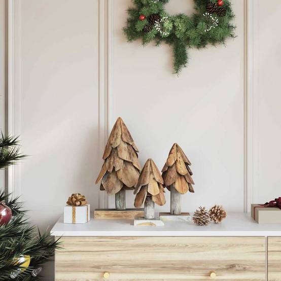 be4nature Set de 2 sapins de Noël en bois imprégné argenté be4nature Set de 2 sapins de Noël en bois imprégné argenté
