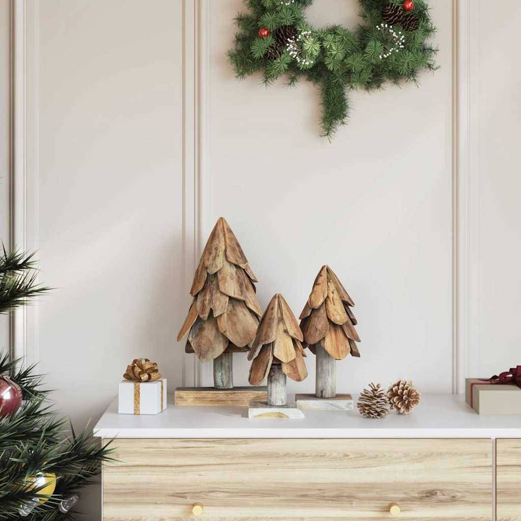be4nature Set de 2 sapins de Noël en bois imprégné argenté