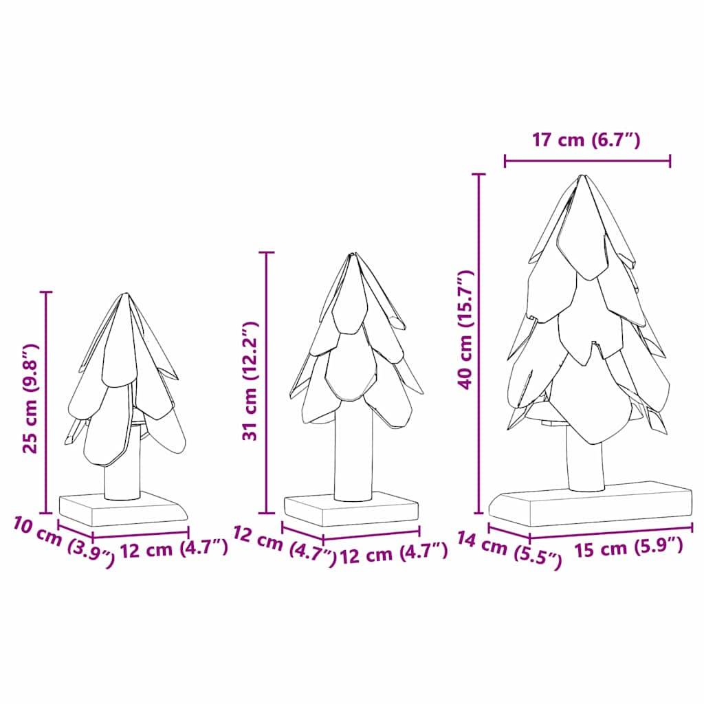 Lot de 3 sapins de Noël rustiques en bois de teck massif décoration Marron – ComfortXL Outdoor Living - Image 10