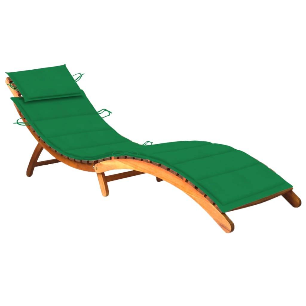 Helloshop26 - Transat chaise longue bain de soleil lit de jardin terrasse meuble d'extérieur avec coussin bois d'acacia solide - Imagen 1