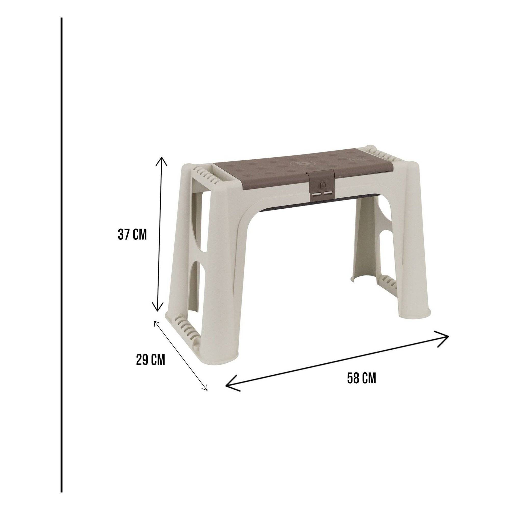 Dmora - Banc d'extérieur Ypres, Banc de jardin, Banc à outils, Banc polyvalent, 100% Made in Italy, 58x29h37 cm, Beige et Marron - Dmora - Imagen 3