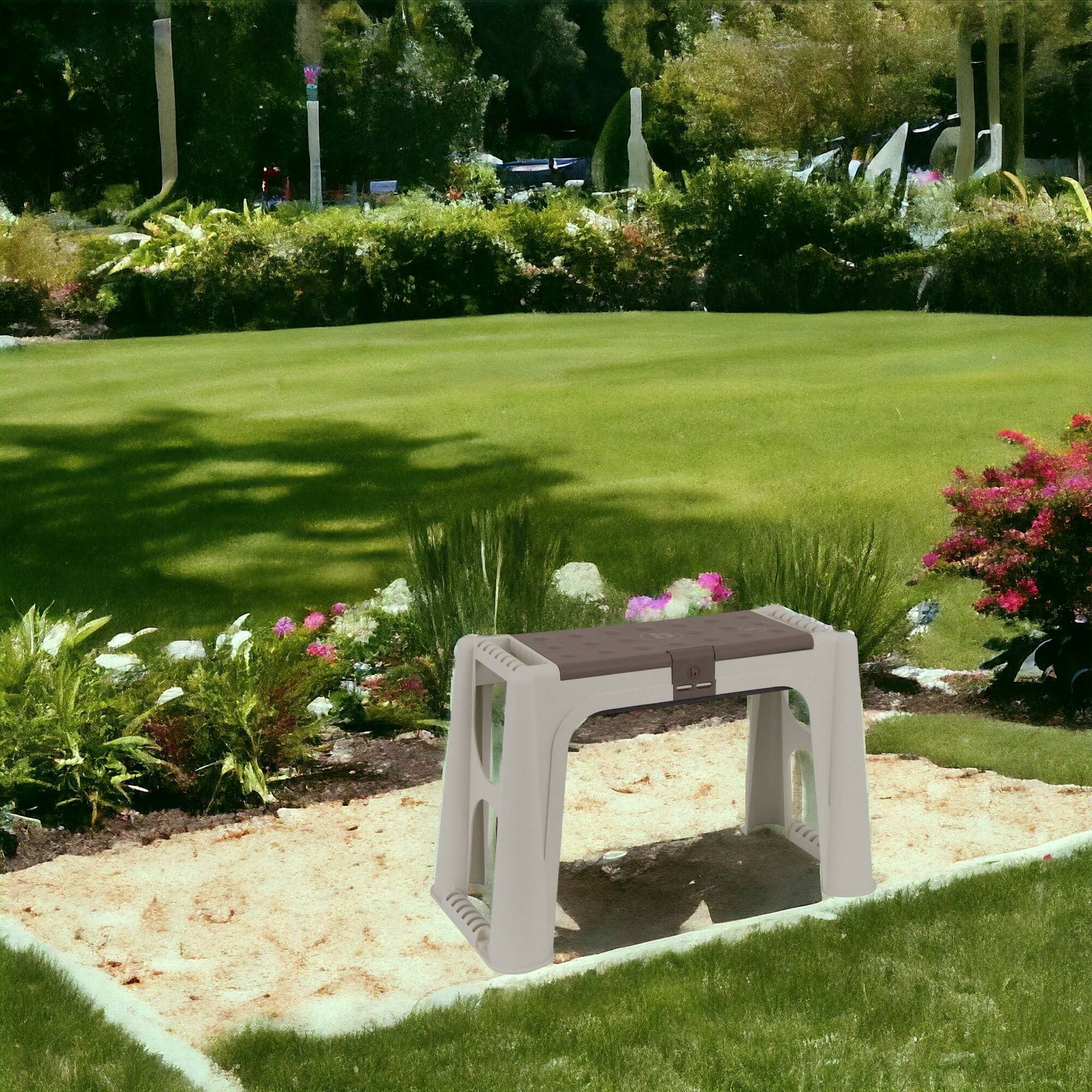 Dmora - Banc d'extérieur Ypres, Banc de jardin, Banc à outils, Banc polyvalent, 100% Made in Italy, 58x29h37 cm, Beige et Marron - Dmora - Imagen 5