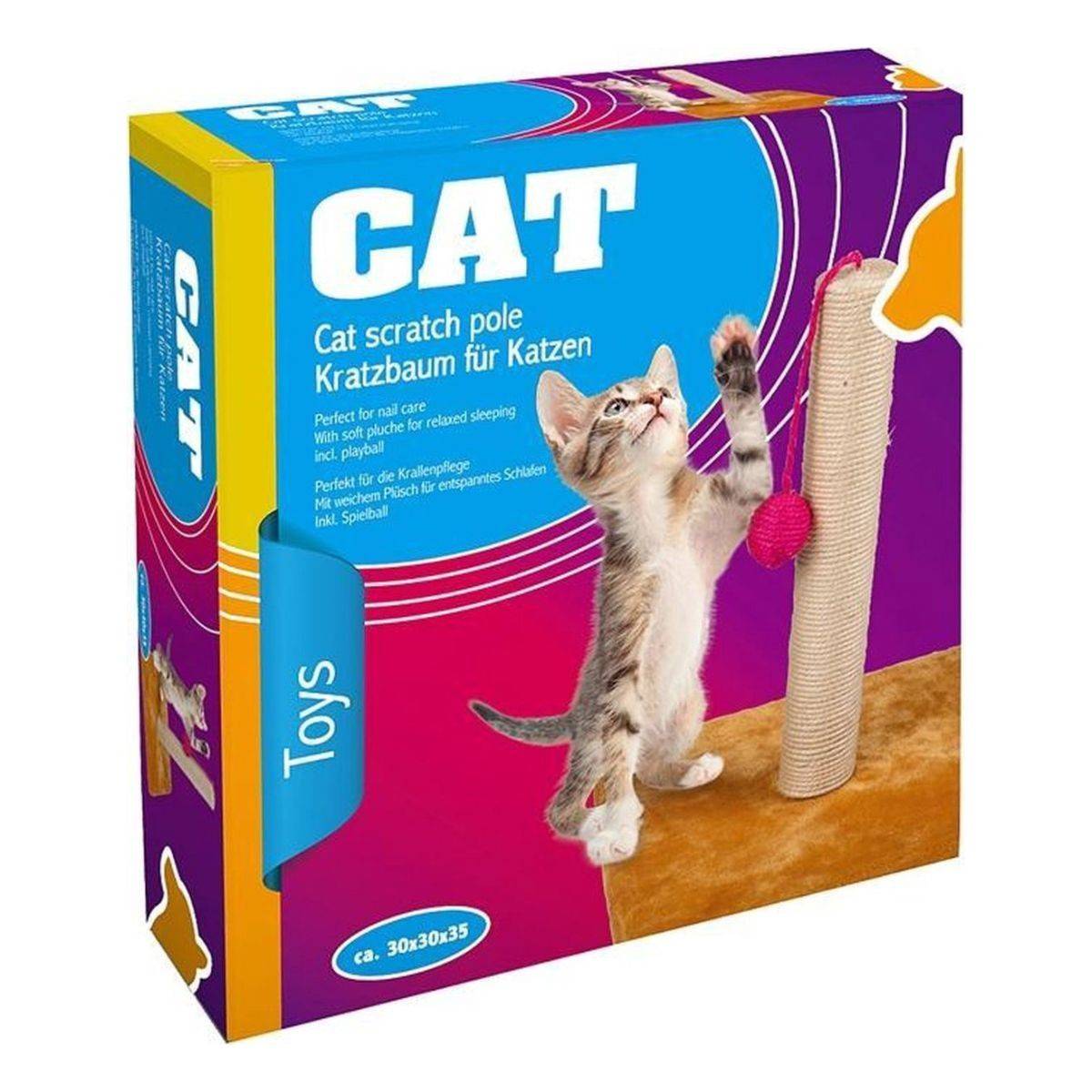 Griffoir pour Chat avec Balle Grattoir Chaton Hauteur 30 cm Peluche moelleuse - Imagen 4