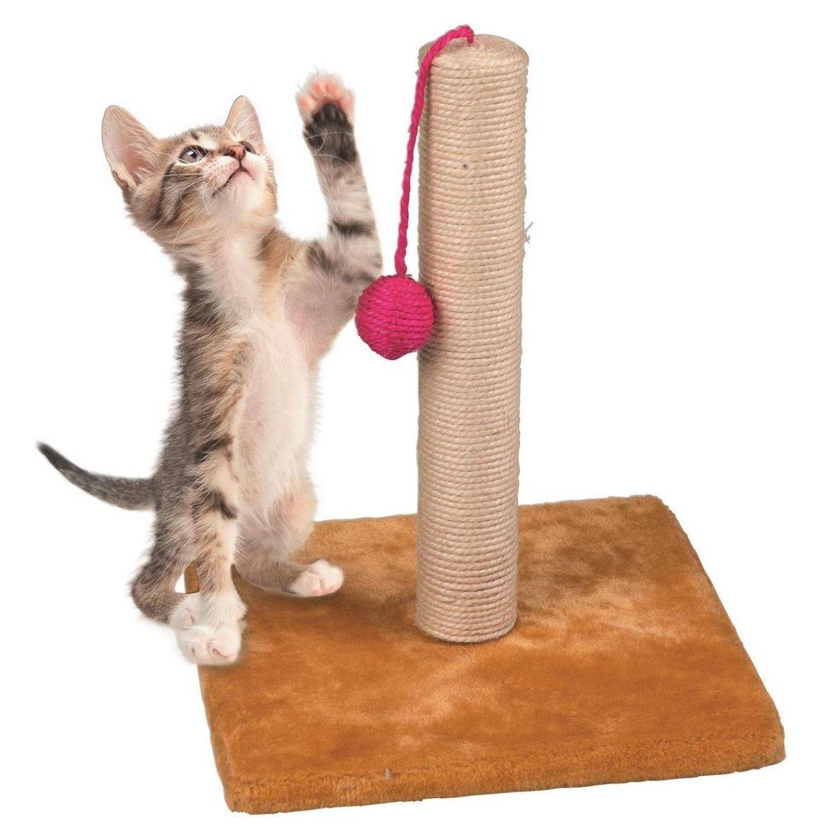 Griffoir pour Chat avec Balle Grattoir Chaton Hauteur 30 cm Peluche moelleuse - Imagen 1