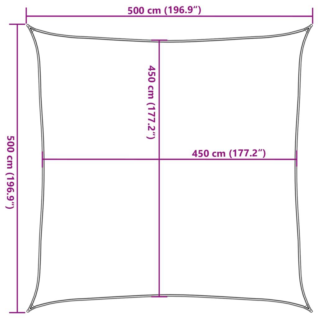 Voile d'ombrage PEHD gris clair 500 x 500 cm - PANGIVO - Image 9