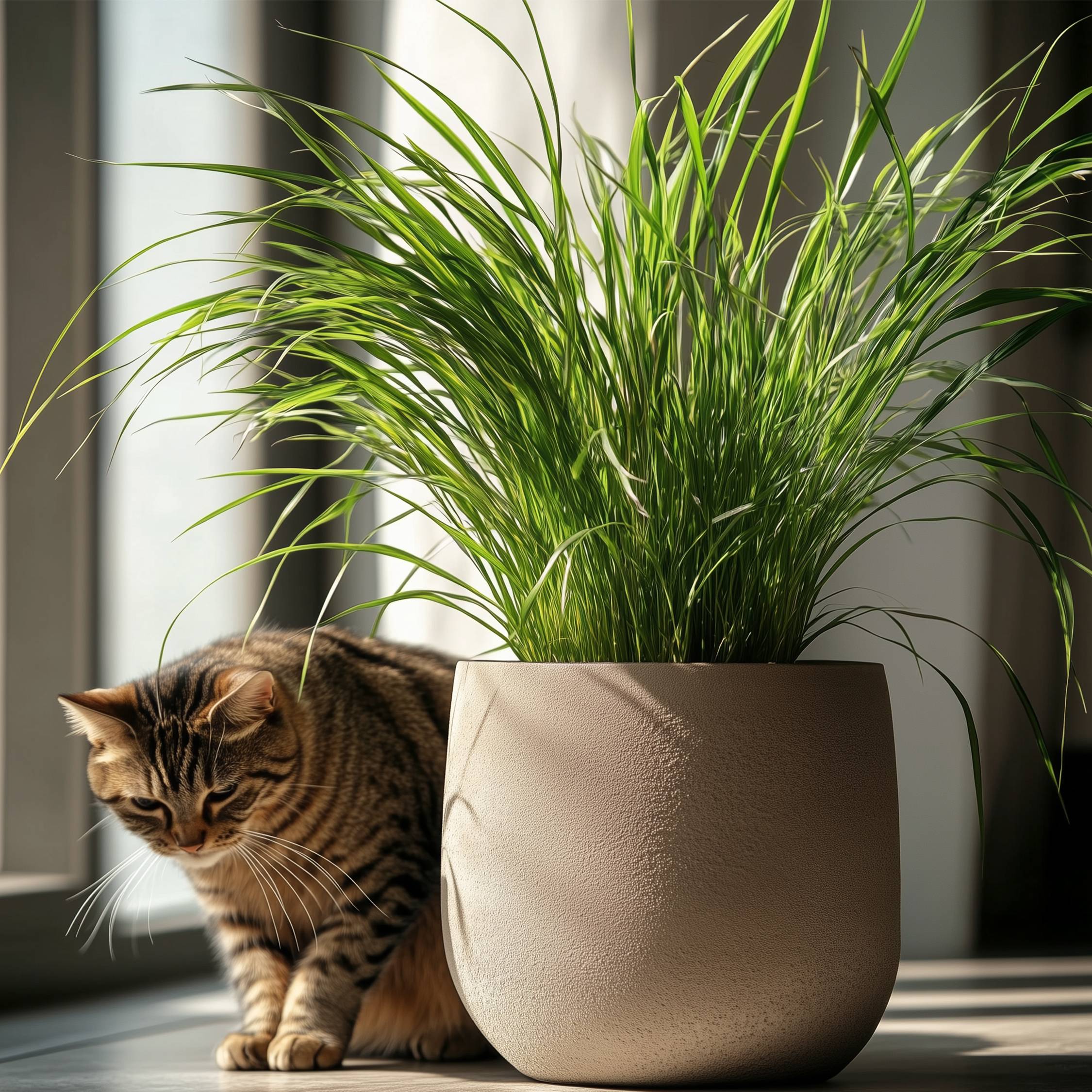 Plant In A Box - Herbe à chat - Set de 6 - Cyperus zumula - Hauteur 30-40cm - ⌀12cm - Image 3