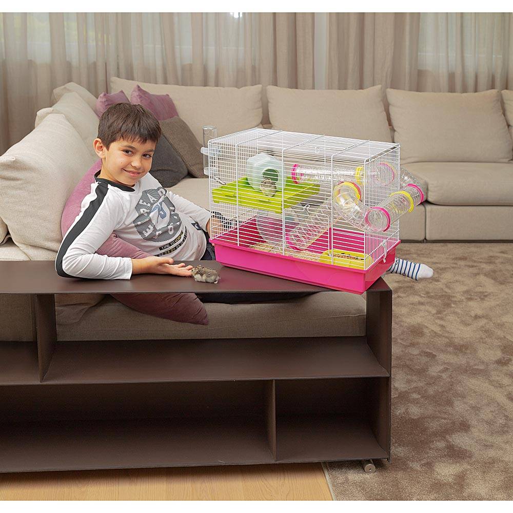 Ferplast - FERPLAST Cage pour Rongeurs LAURA pour Hamsters, en Métal, Accessoires inclus : Mangeoire, Abreuvoir, Maison, Roue, Étagère, Jeu de Tubes. - Imagen 3