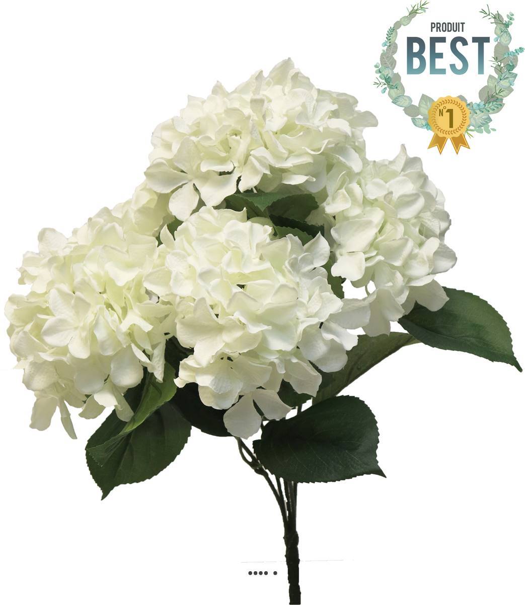 Artificielles - Bouquet d&rsquo;Hortensia artificiel en branche, H 45 cm Crème - BEST - couleur: Crème - Imagen 1