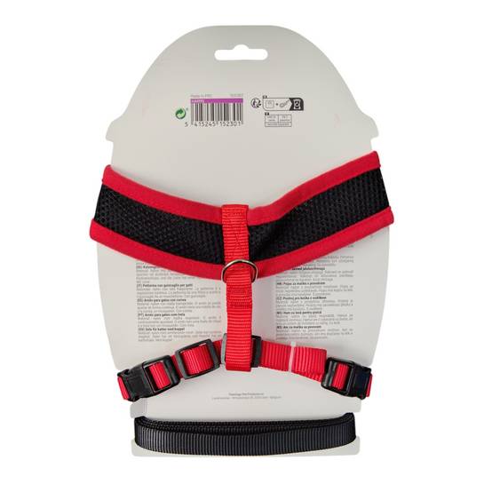 Harnais pour grand chat, couleur noir et rouge, taille L, réglable - Image 4