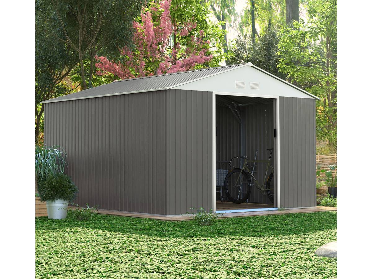 Habitat Et Jardin - Abri De Jardin Métal "dallas" 15,16 M² Avec Abri Bûche - Taupe -habitat Et Jardin - Imagen 3