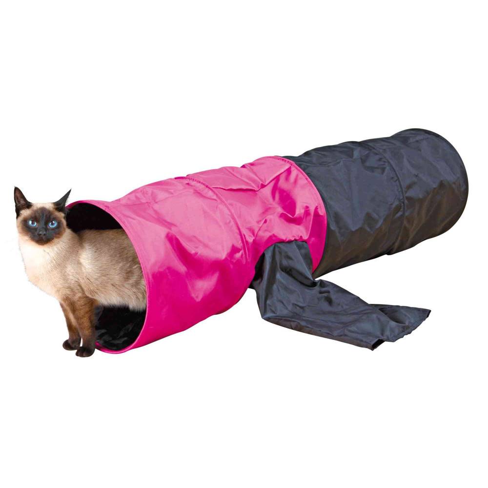 Trixie - Tunnel de jeu ø 30 × 115 cm pour chat et chiot coloris noir et rose - Imagen 1