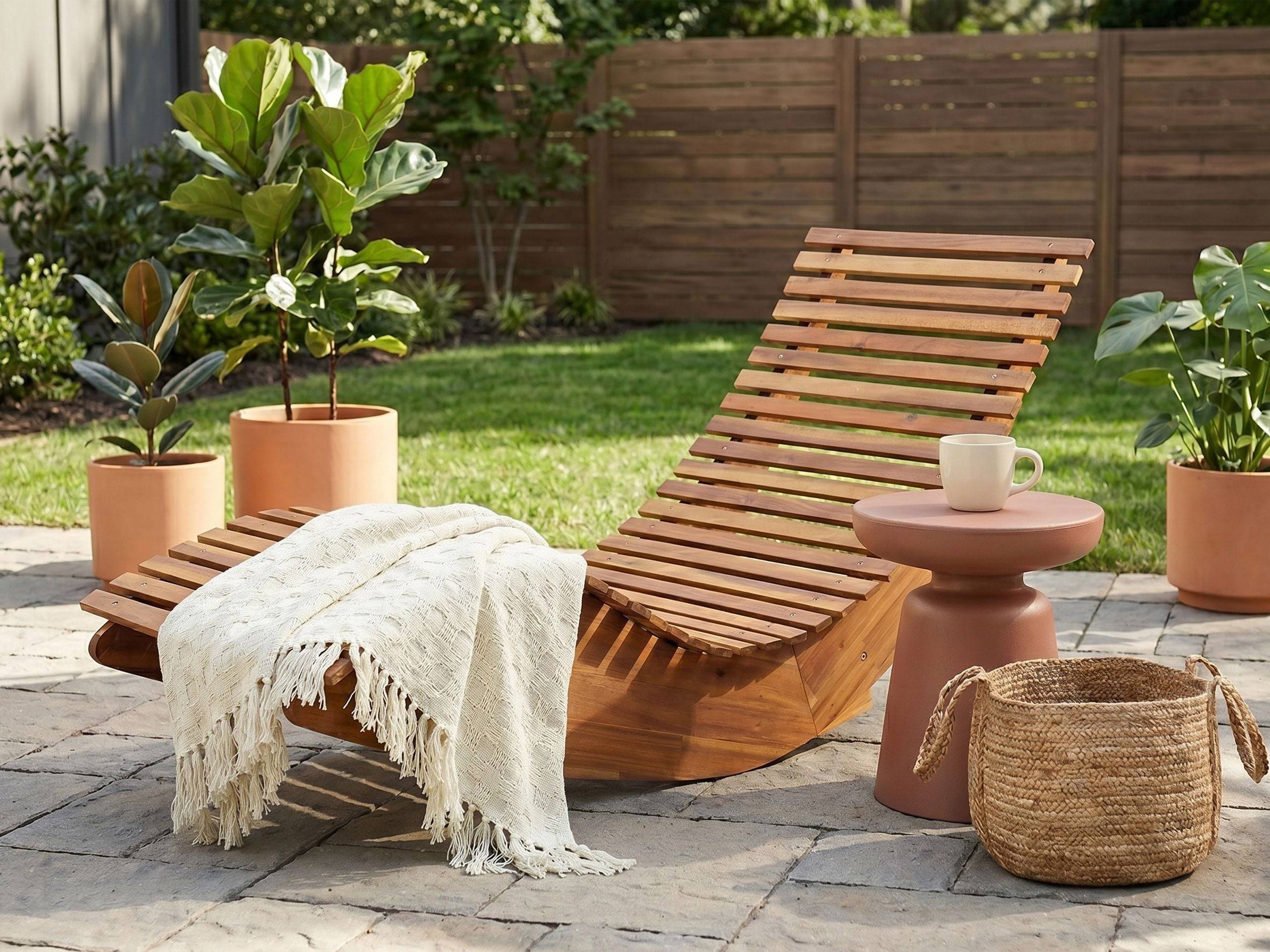 Beliani - Chaise longue Acacia Marron BRESCIA II - Beliani - Imagen 1