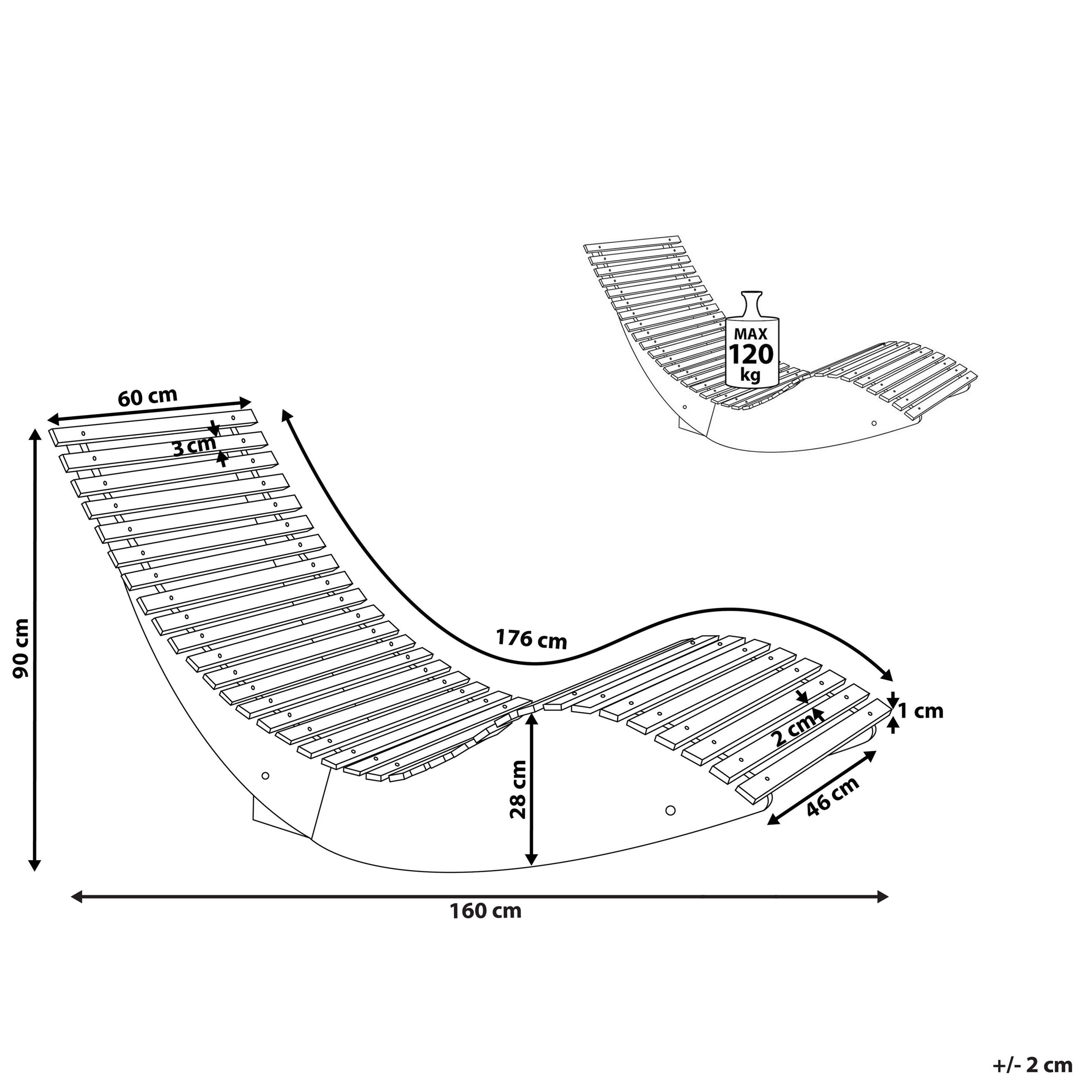 Beliani - Chaise longue Acacia Marron BRESCIA II - Beliani - Imagen 3