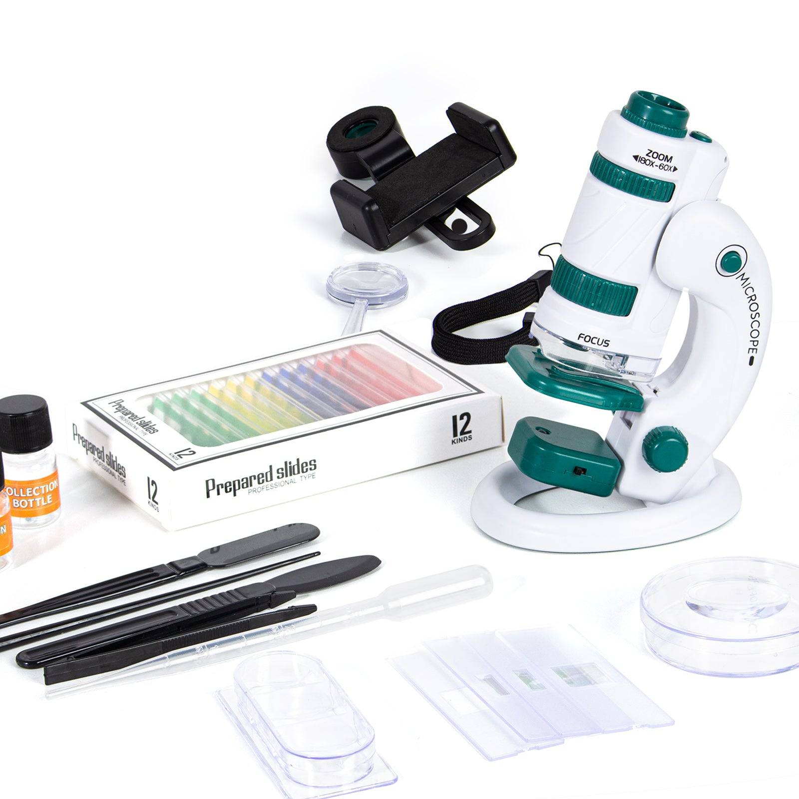Microscope Pour Enfants Todeco 50X-250X 2-en-1 - Poche Et Table Avec LED, Lames Et Zoom Éclairé